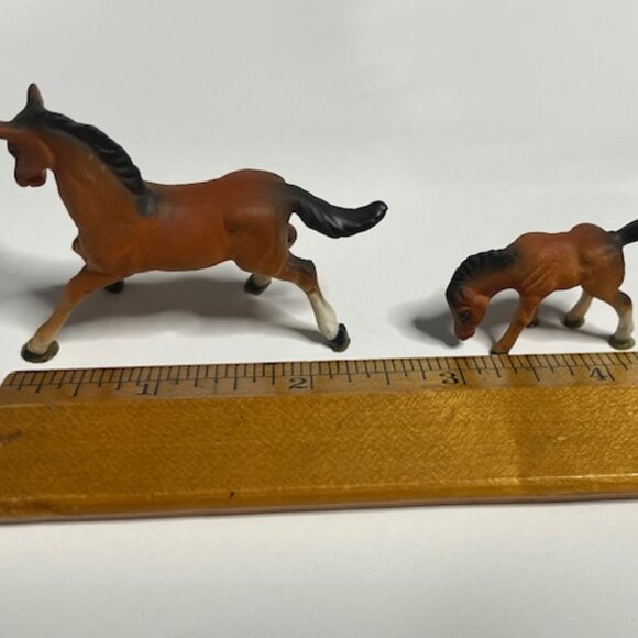 VTG Miniature Mama Horse & Colt Porcelain Figurines Brown Black - Picture 12 of 13